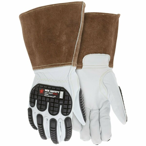 Mcr Safety Gloves, Grain Goat Mig Kevlar Lined w/ TPR M S, 12PK 48406KS
